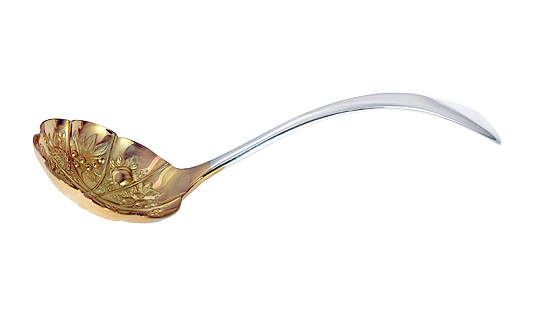 EPNS cranberry spoon with gold plate bowl