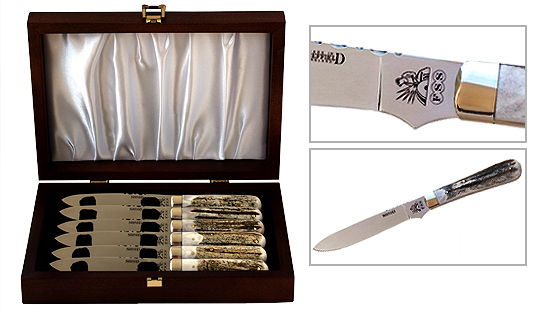 The Loxley four pin steak knife with stag handles