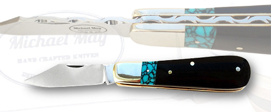 Michael May ebony and turquoise Barlow pocket knife