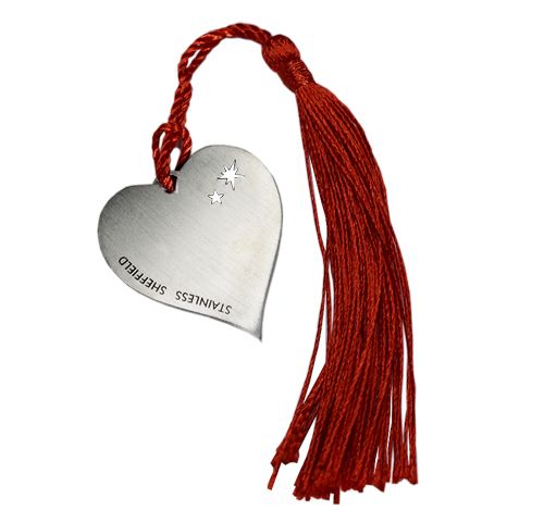 Sheffield stainless steel heart bookmark
